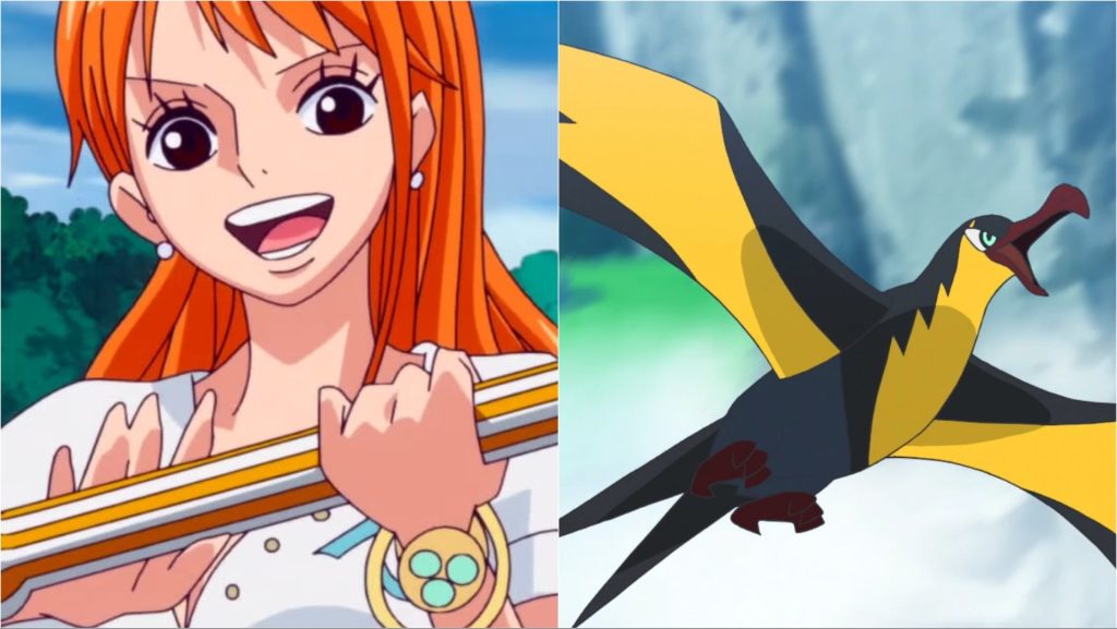 a still from the one piece anime and Pokémon anime