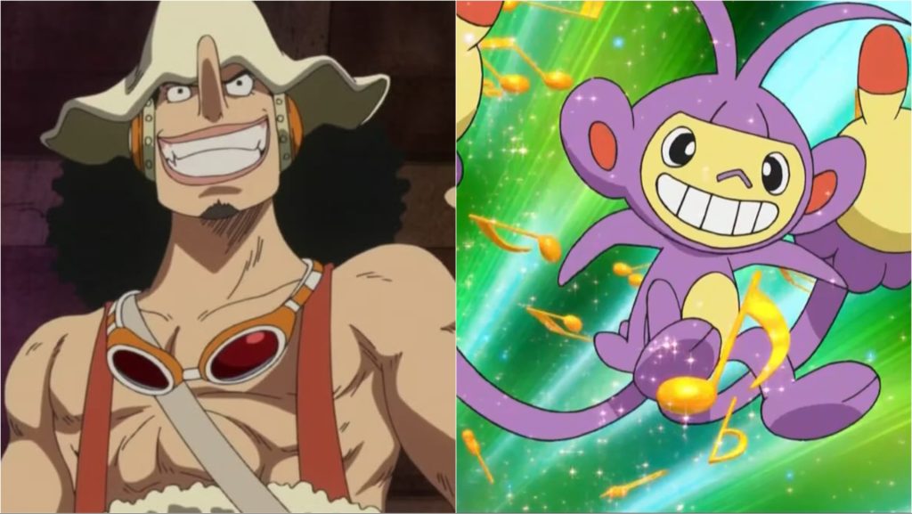 a still from one piece and the pokemon anime series