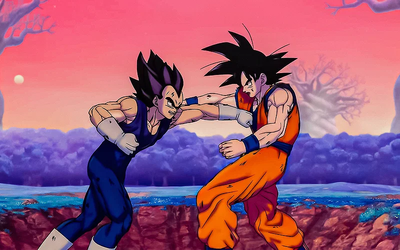 goku and vegeta fight in the ending of dragon ball super super hero