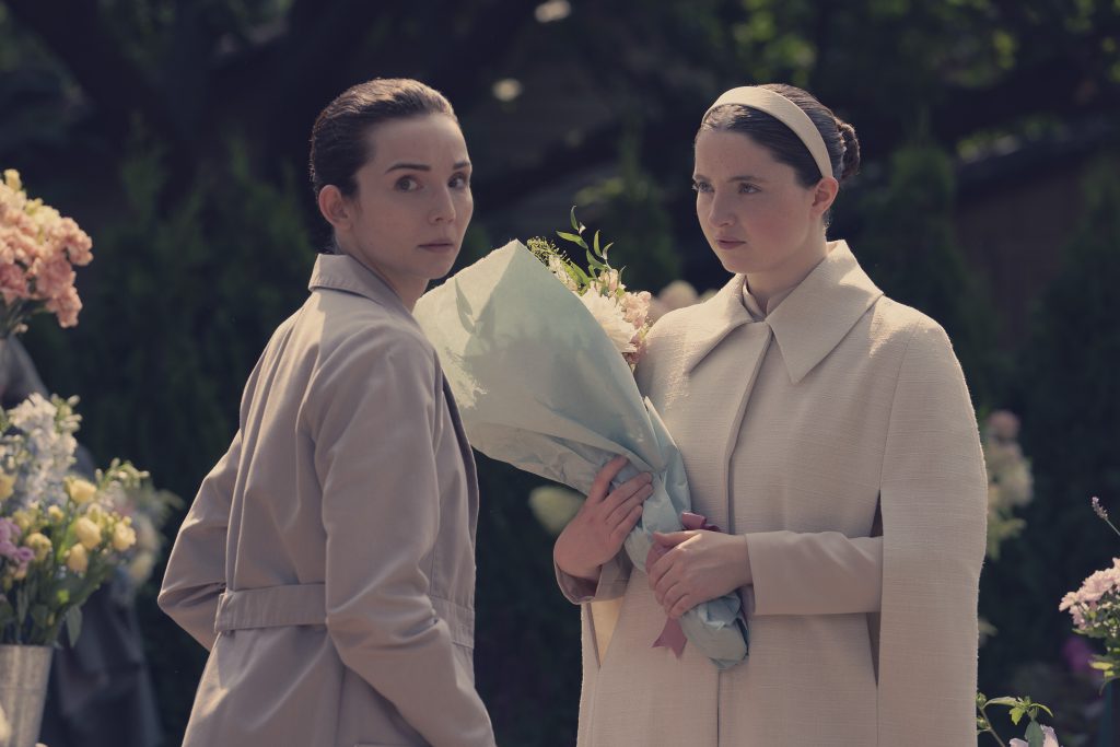 THE TESTAMENTS Season 1 Episode 4 - “Green Tea” - As the Green girls gather for a tea party, Daisy struggles to keep on task, while Agnes begins to understand what being a woman in Gilead means. (Disney/Russ Martin)
HEATHER KOSIK, LUCY HALLIDAY