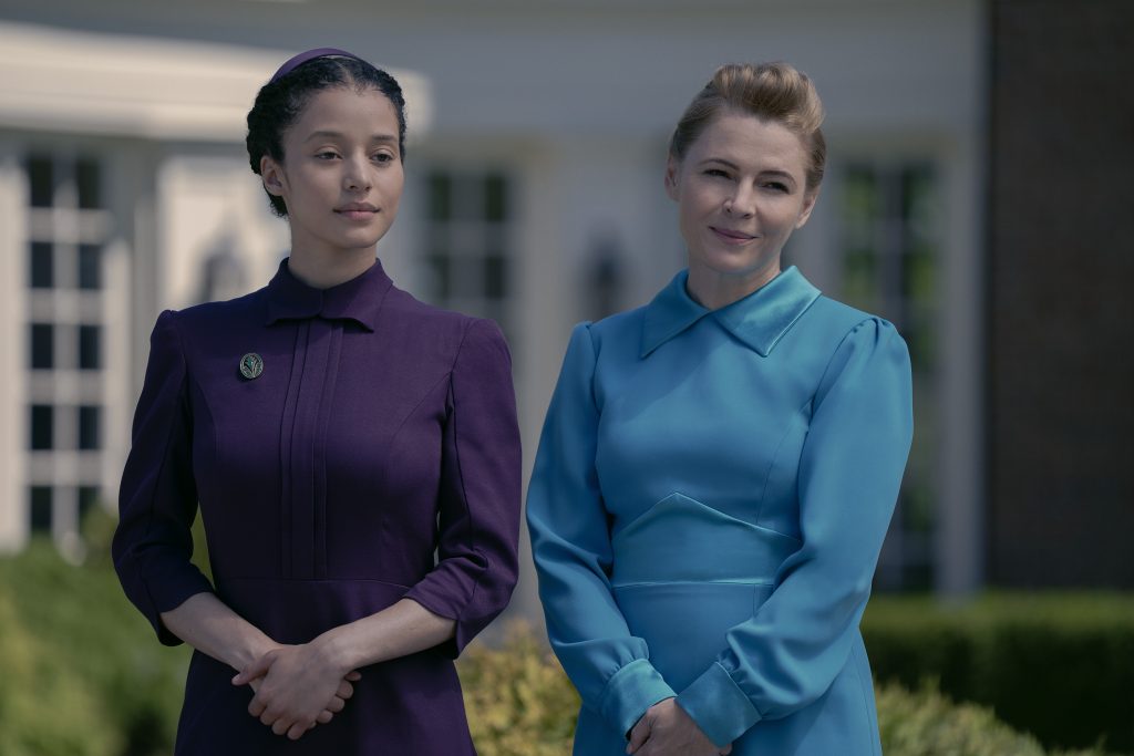 THE TESTAMENTS - “Green Tea” - As the Green girls gather for a tea party, Daisy struggles to keep on task, while Agnes begins to understand what being a woman in Gilead means. (Disney/Steve Wilkie)
CHASE INFINITI, AMY SEIMETZ