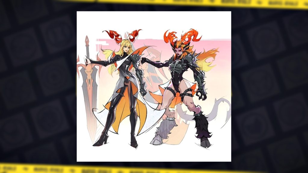 An official artwork showing Magik's dual forms in the look of her upcoming Hellfire Gala 2026 skin in Marvel Rivals.