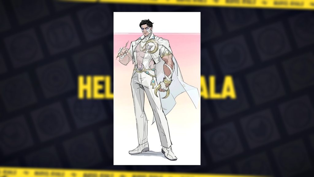 An official artwork showing Moon Knight in the look of the hero's upcoming Hellfire Gala 2026 skin in Marvel Rivals.