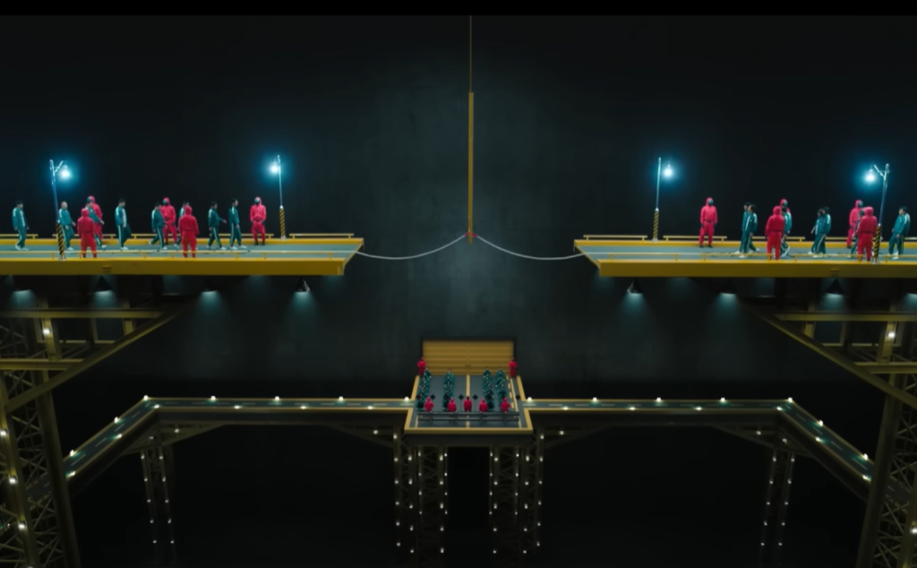 Teams divided to play tug of war in Squid Game Season 1