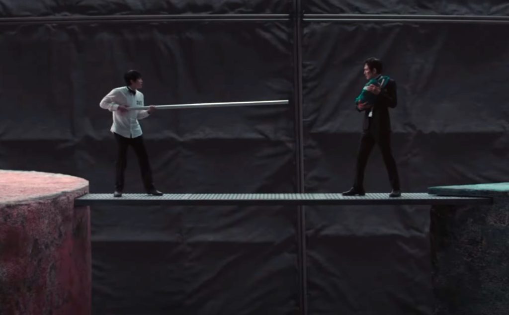 Myung-gi threatening Gi hun to give him the baby in Squid Game Season 3 finale 