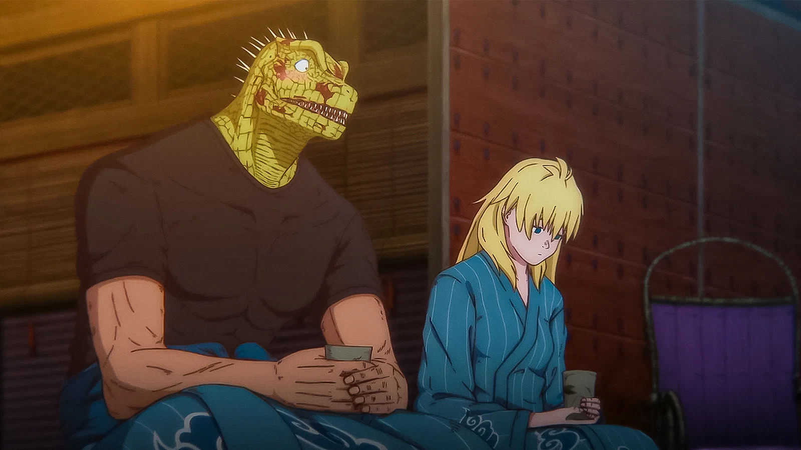 Fullmetal Alchemist Creator's New Dark Anime Storms Spring 2026 Charts 13 Caiman and Nikaido from Dorohedoro Season 2.