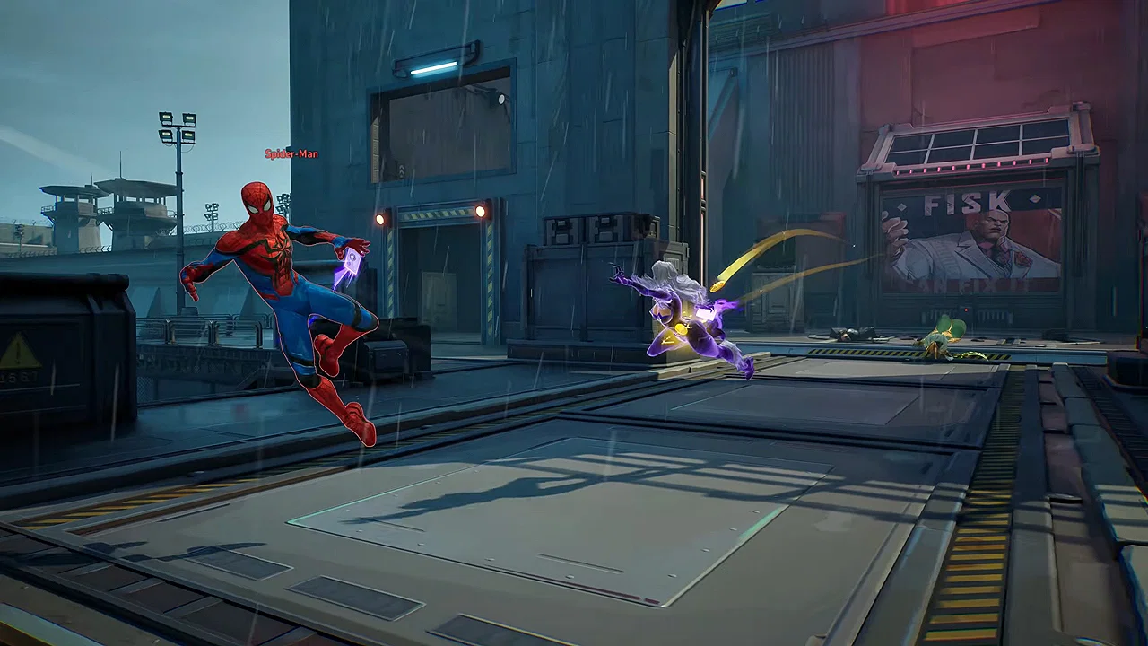 Every Black Cat Ability and Playstyle Explained 18 Marvel Rivals screenshot showing Black Cat's ultimate ability in action as she pounces at an opponent Spider-Man from behind.