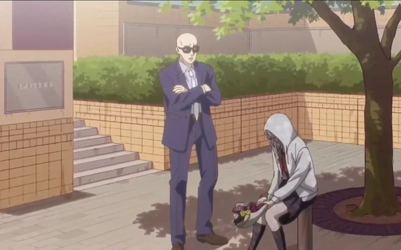 Release Date, Time, What to Expect & How to Watch 2 a still of eren sitting as her late father's best friend stands beside her in eren the southpaw