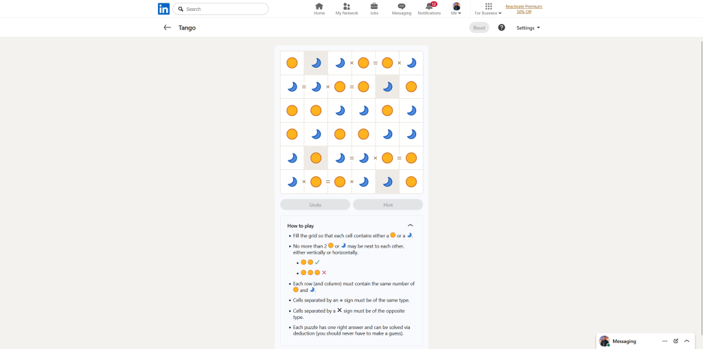 A screenshot of the daily LinkedIn Games puzzles.