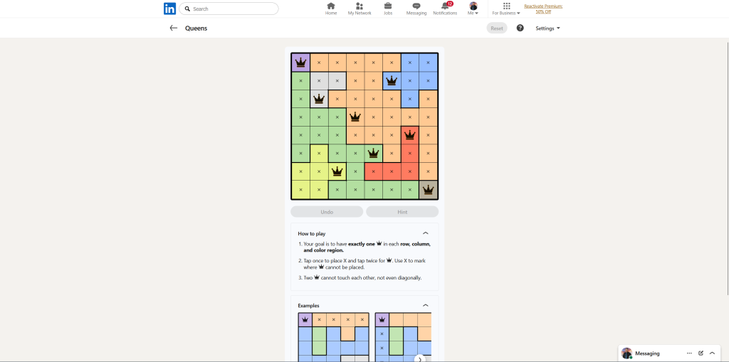 A screenshot of the daily LinkedIn Games puzzles.