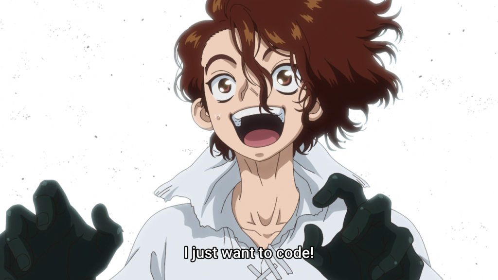 sai talking about coding in dr stone