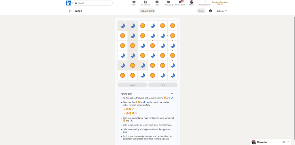 A screenshot of the daily LinkedIn Games puzzles.