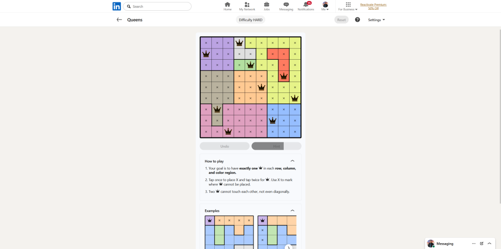 A screenshot of the daily LinkedIn Games puzzles.