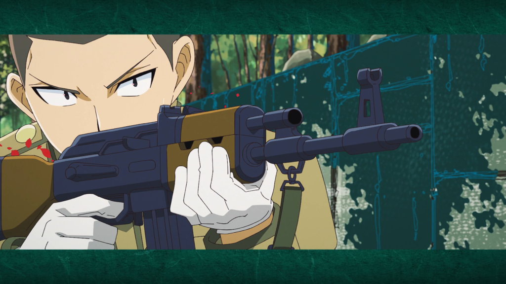 hiroshi funasaka points his gun at touya senji