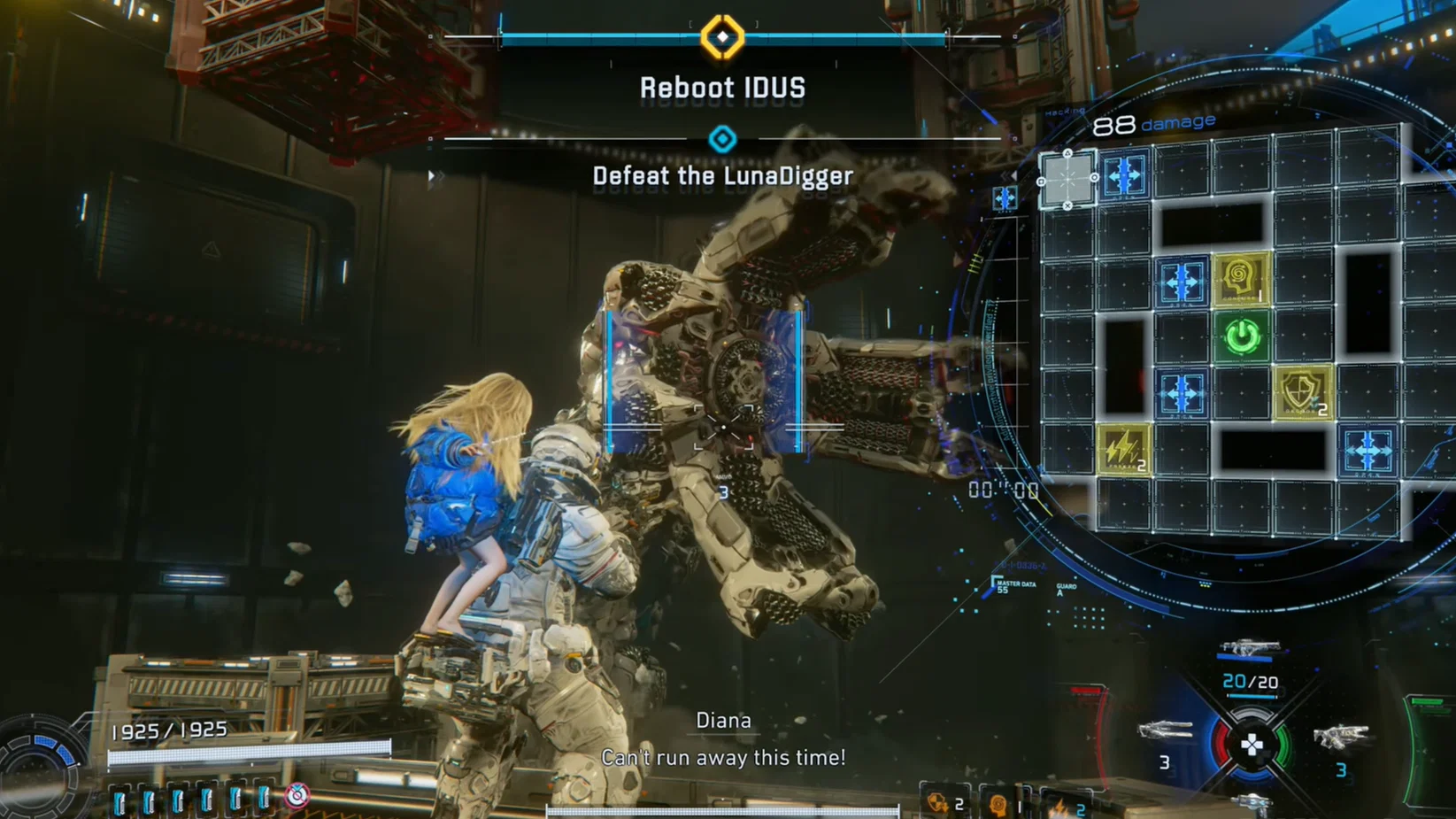 How to Beat LunaDigger in Pragmata? Boss Fight Guide 11 Aiming for the LunaDigger's weak spot in Pragmata.