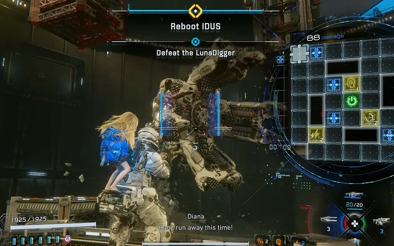 How to Beat LunaDigger in Pragmata? Boss Fight Guide 1 Aiming for the LunaDigger's weak spot in Pragmata.