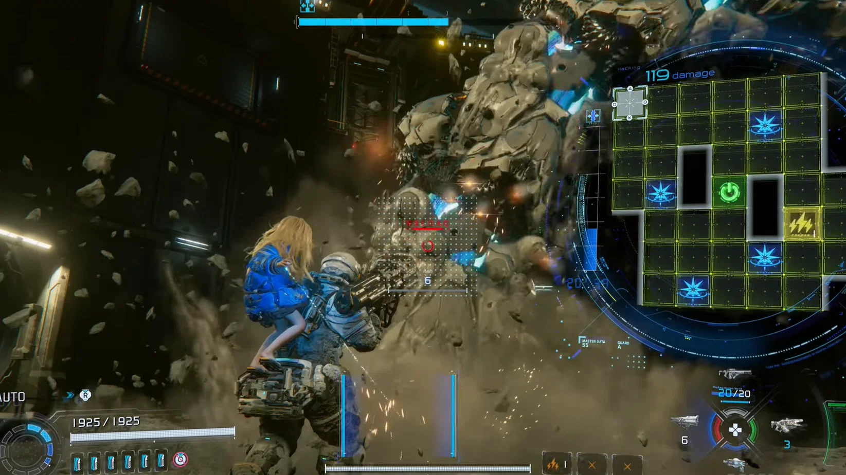 How to Beat LunaDigger in Pragmata? Boss Fight Guide 15 Hacking the body of the LunaDigger in Pragmata.