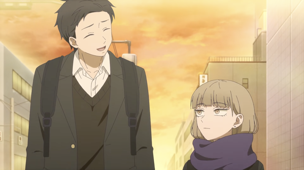 yota walks with hikawa to the community center in the ramparts of ice