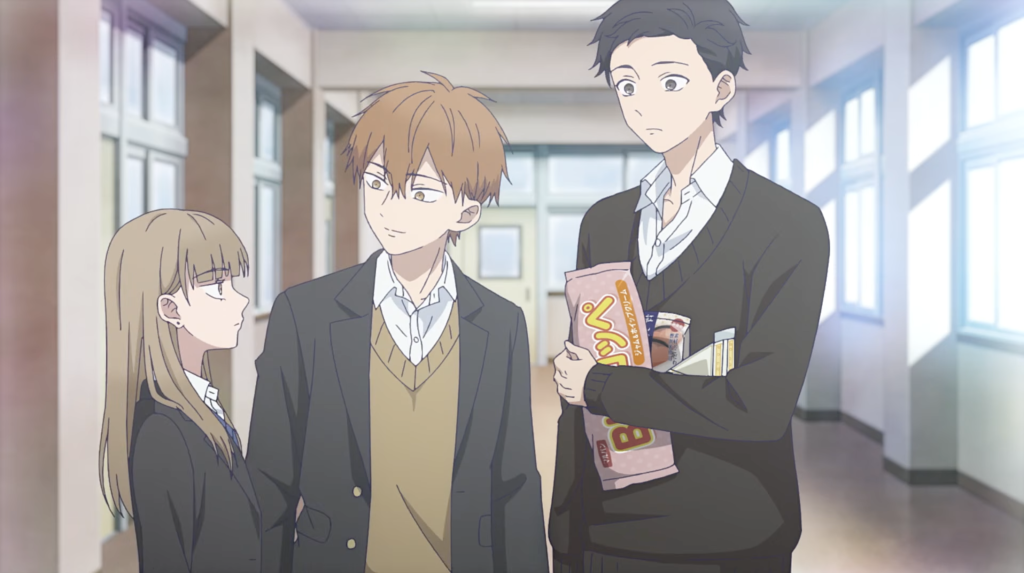 minato bumps into hikawa at the nurse's office at school while yota is with him in the ramparts of ice