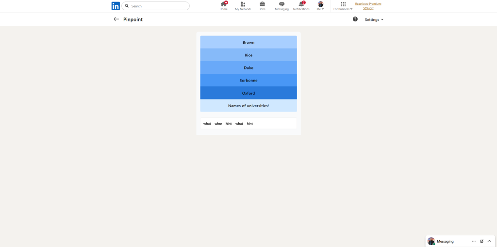 A screenshot of the daily LinkedIn Games puzzles.