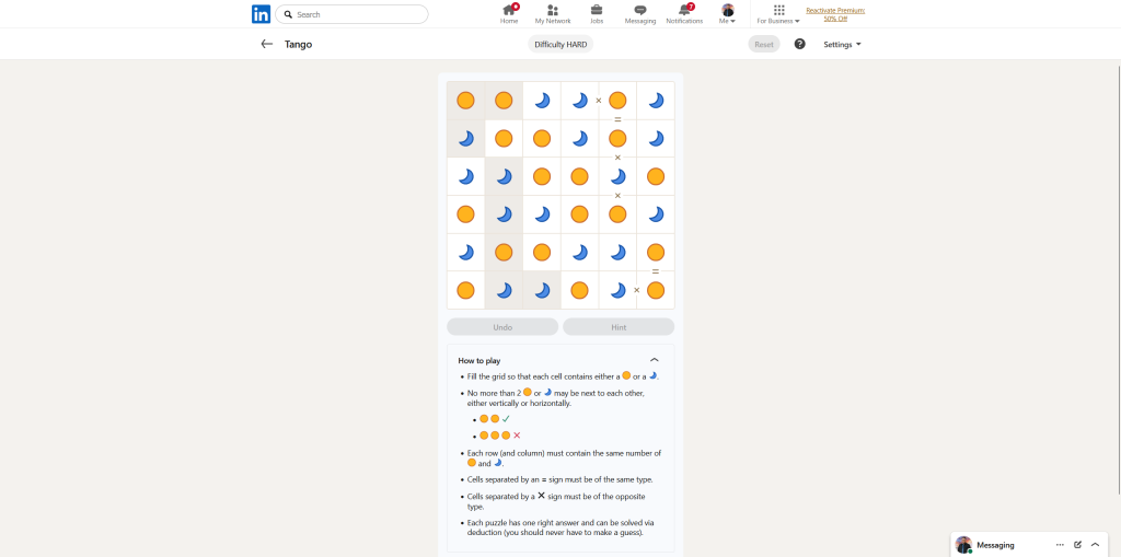 A screenshot of the daily LinkedIn Games puzzles.