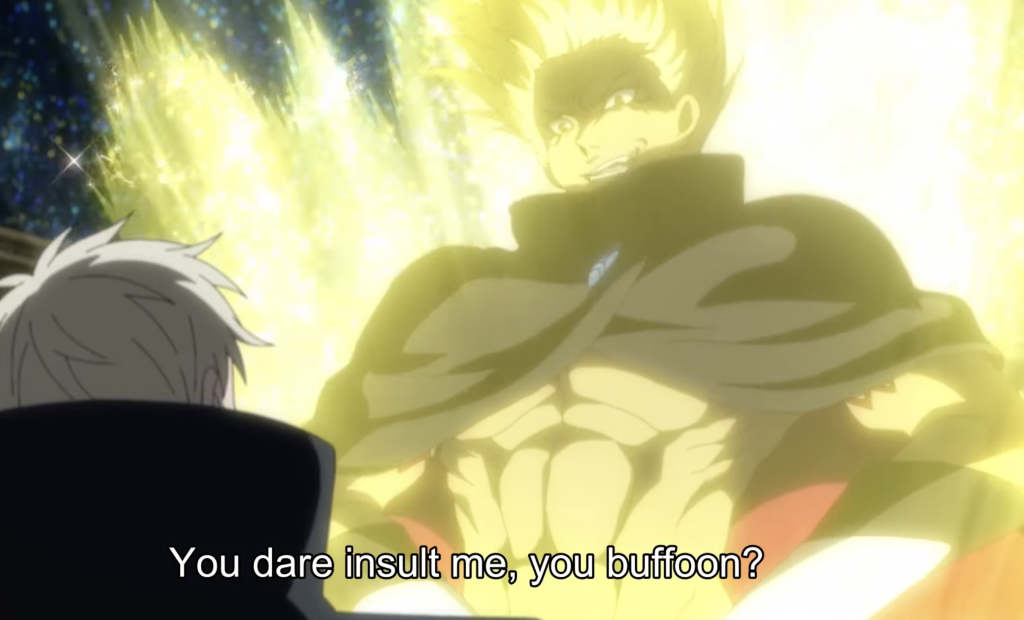 a still shot of veldora with a golden aura around him in that time I got reincarnated as a slime anime