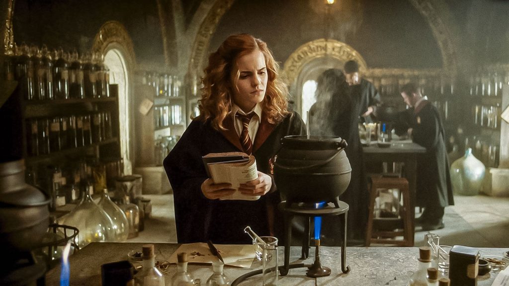 emma watson creating magical potions in harry potter