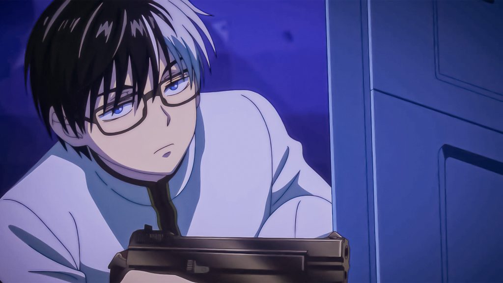 Juzo during an action scene from Kill Blue anime.