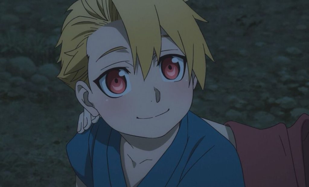 Yuru (as kid) carefully listering to his mother in Daemons of the Shadow Realm Episode 3. 