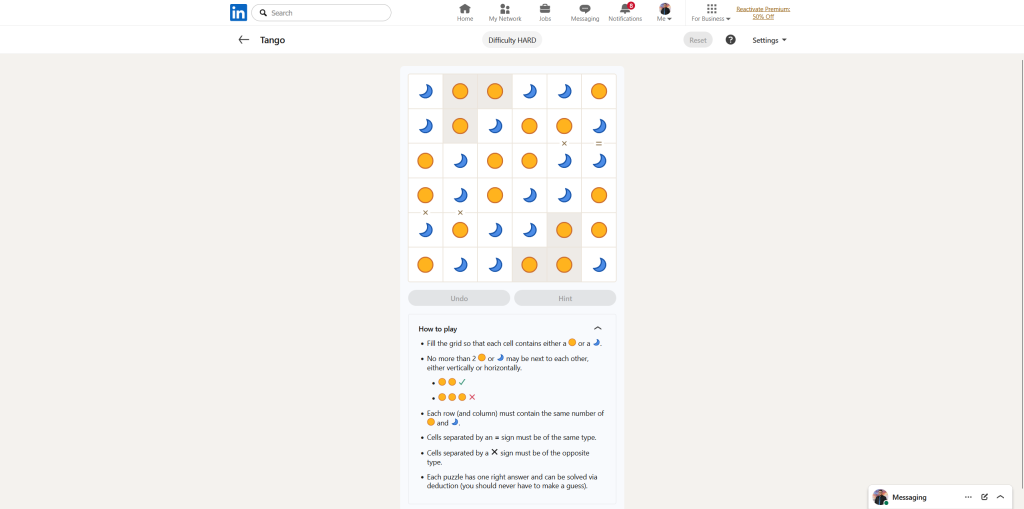 A screenshot of the daily LinkedIn Games puzzles.