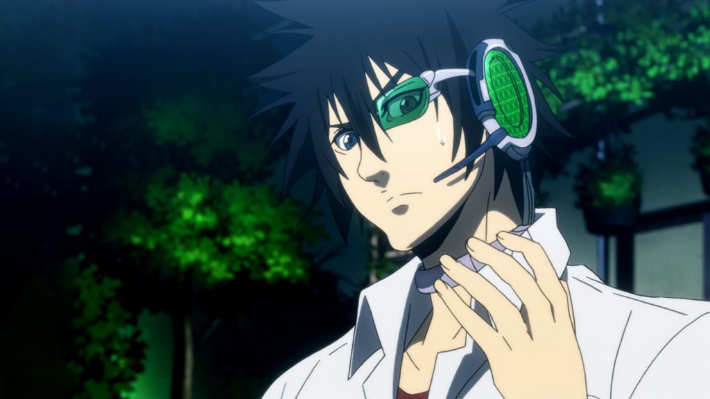 Arisu wearing his head gear for the game in alice in borderland anime