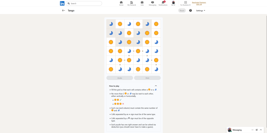 A screenshot of the daily LinkedIn Games puzzles.