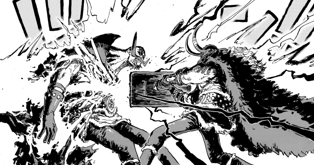 Loki's Ragnir against King Harald in One Piece. 