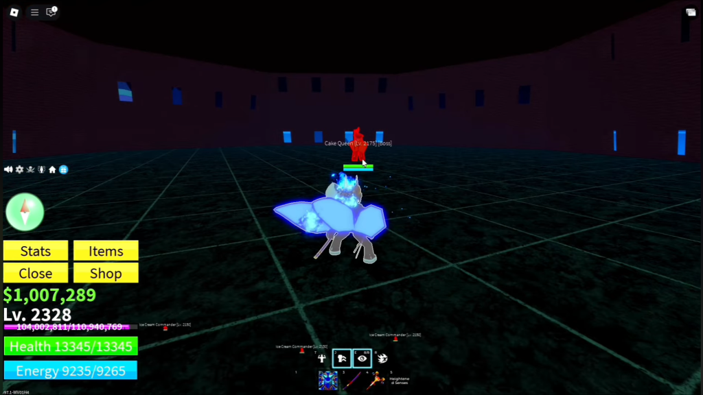 Defeating the Cake Queen in Blox Fruits.