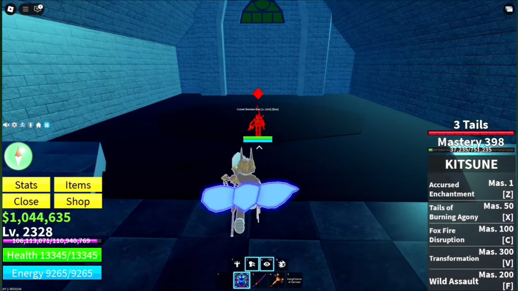 Defeating the Cursed Skeleton Boss to obtain the Cursed Dual Katana in Blox Fruits.