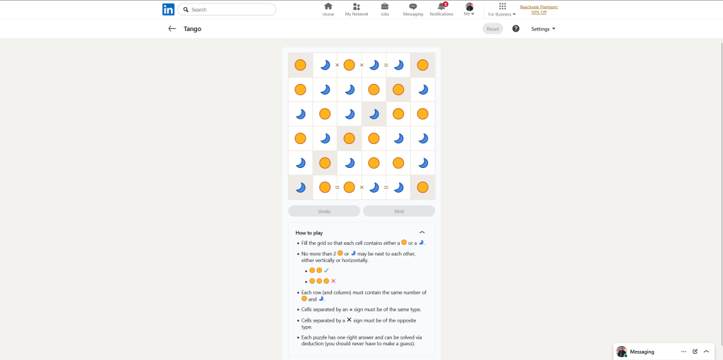 A screenshot of the daily LinkedIn Games puzzles.