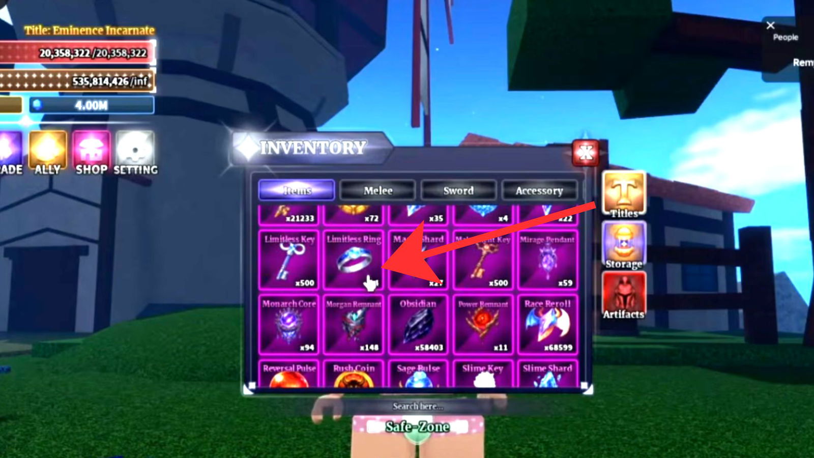 Limitless Ring in Sailor Piece