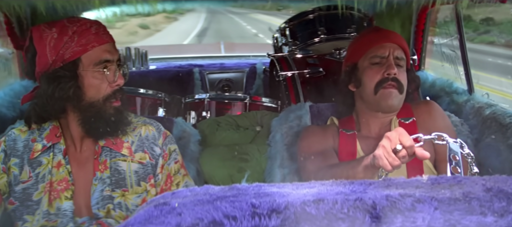 Cheech and Chong in the car in Cheech and Chongs Up in Smoke