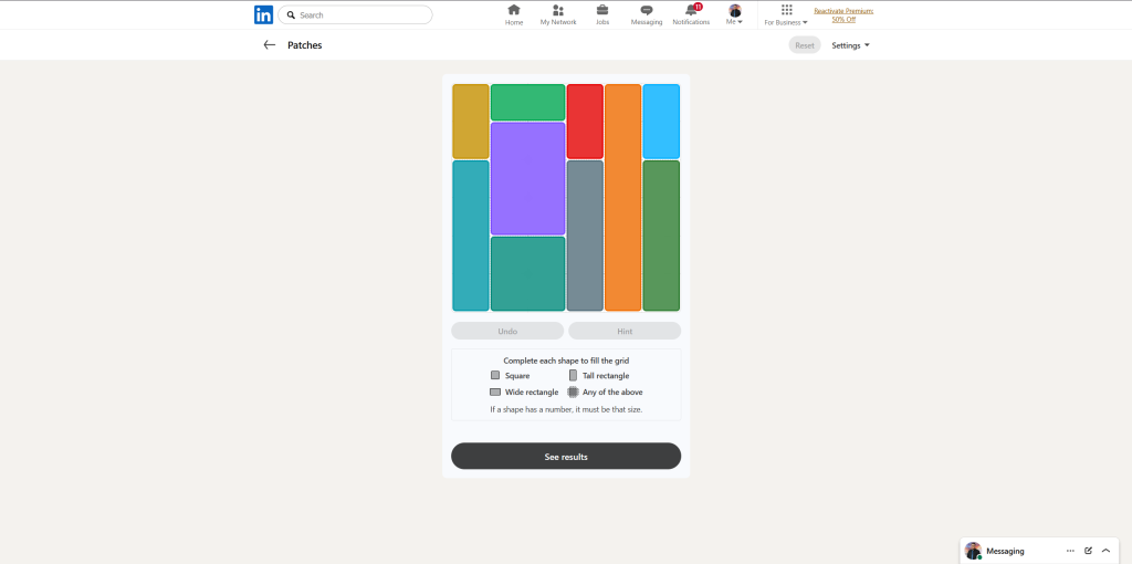A screenshot of the daily LinkedIn Games puzzles.