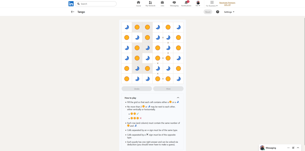 A screenshot of the daily LinkedIn Games puzzles.