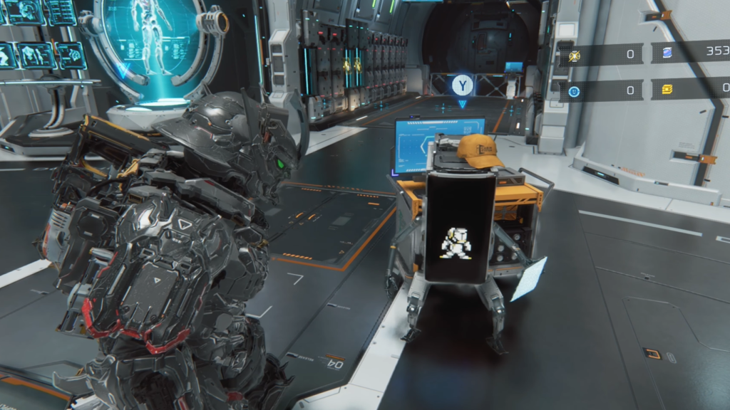 Hugh watching Cabin in Pragmata.