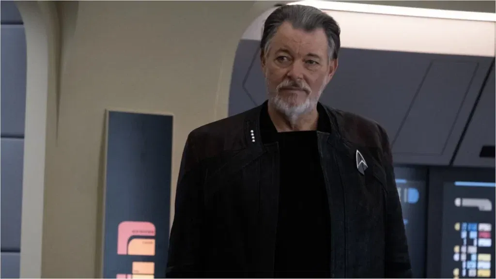 Jonathan Frakes as Captain Riker on the ship