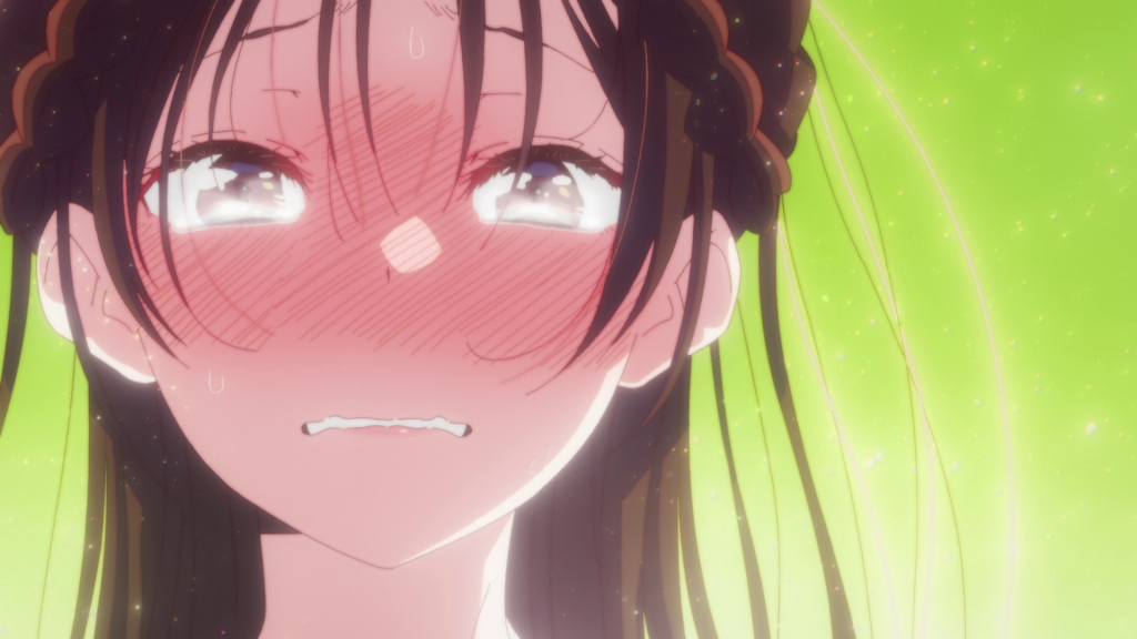 Chizuru is crying after hearing about her grand mother in rent a girlfriend anime