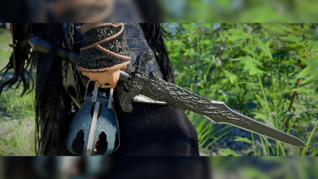 Screengrab of Fated Shadow with Greysoul Howling Abyss Gear from Crimson Desert