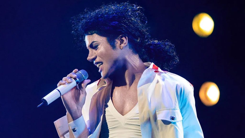 Jaafar Jackson's Michael, performing on stage