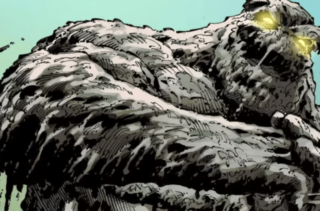 Cassius Payne as Clayface with glowing eyes