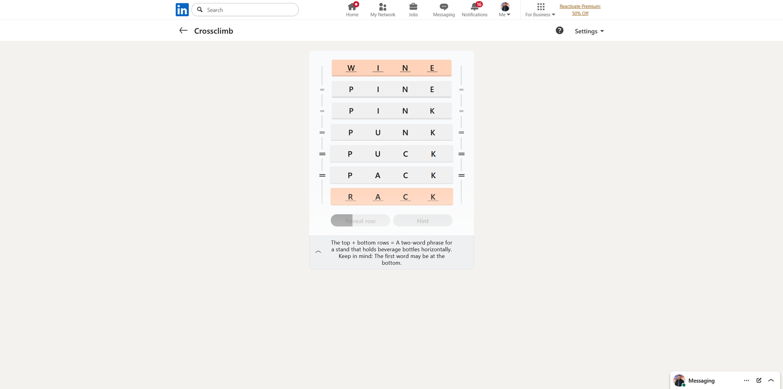 linkedin games crossclimb 18