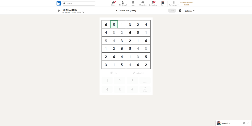 linkedin games mini sudoku 19