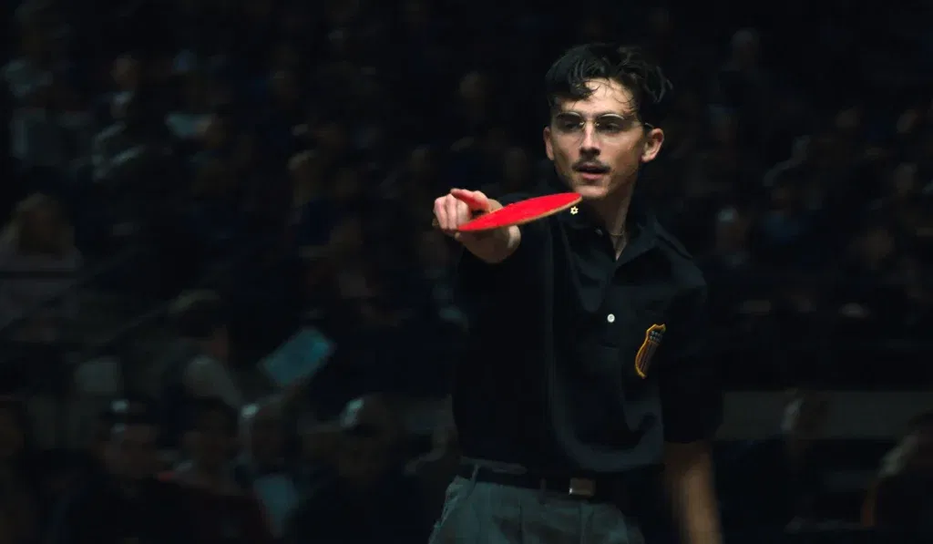 Timothée Chalamet playing ping-ping