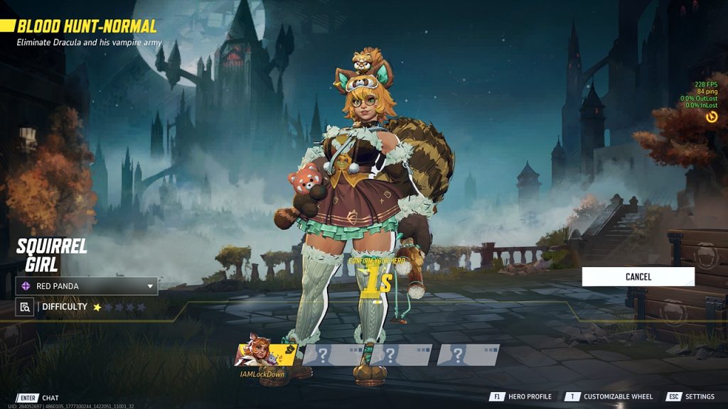 Marvel Rivals in-game screenshot showing the hero select screen of the PvE mode, Blood Hunt.